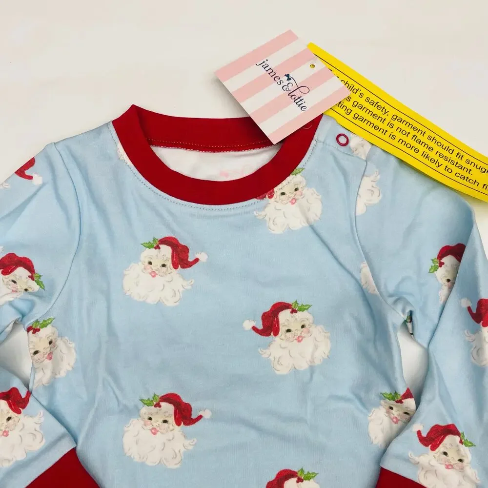 NWT James & Lottie 24M Boy Santa PJs in Blue